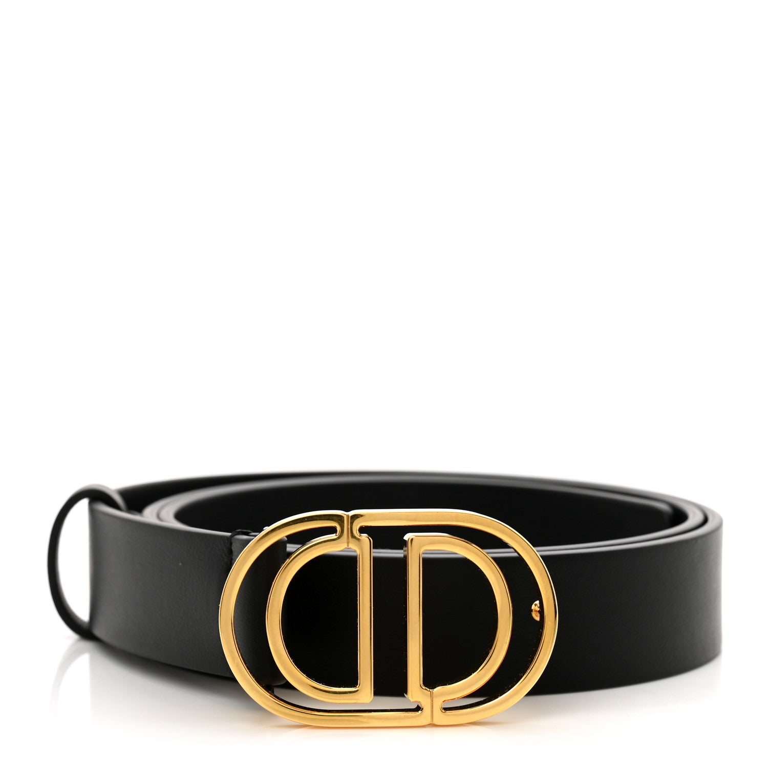 Christian Dior Calfskin 30 Montaigne Cut-Out CD Belt 80 32 Black 1 of 5