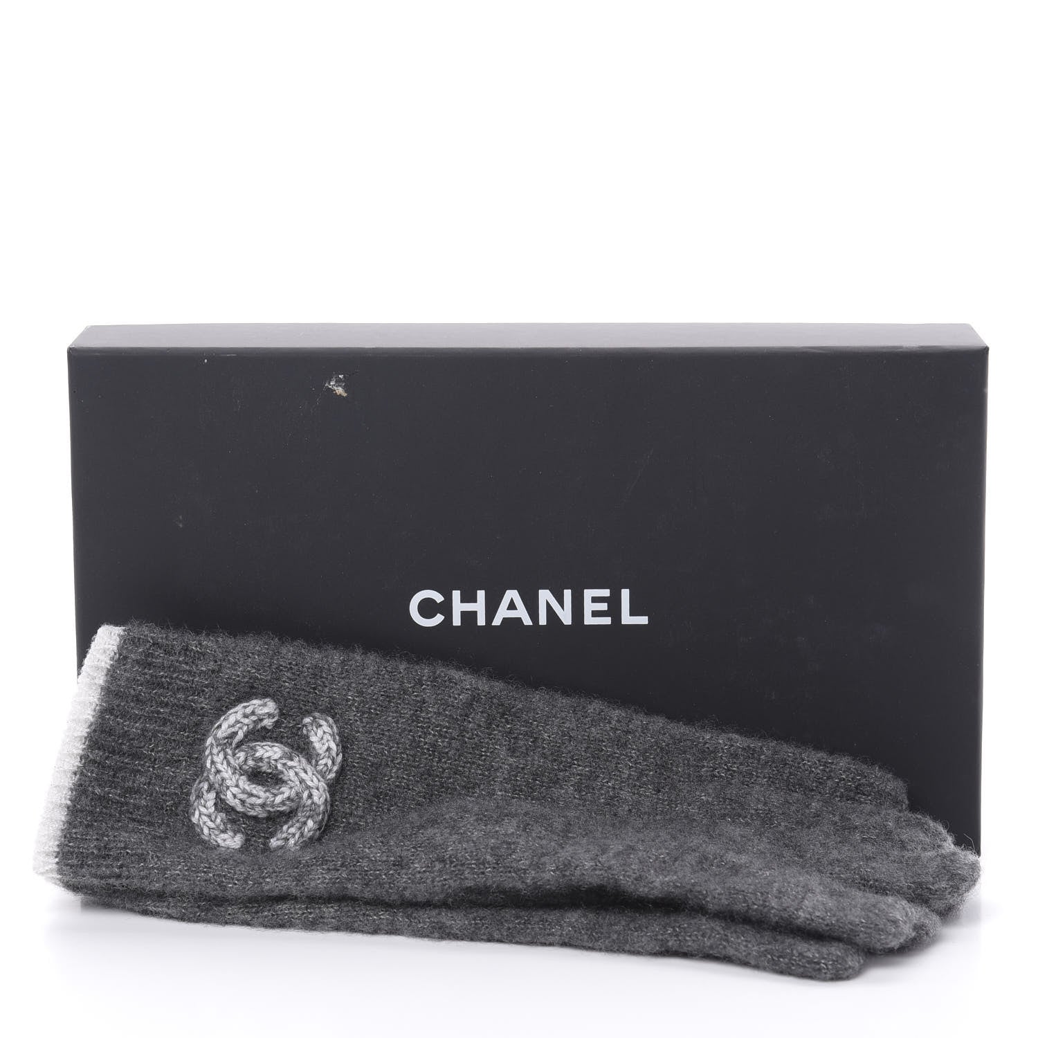 Chanel Cashmere Silk CC Gloves Grey 6 of 6