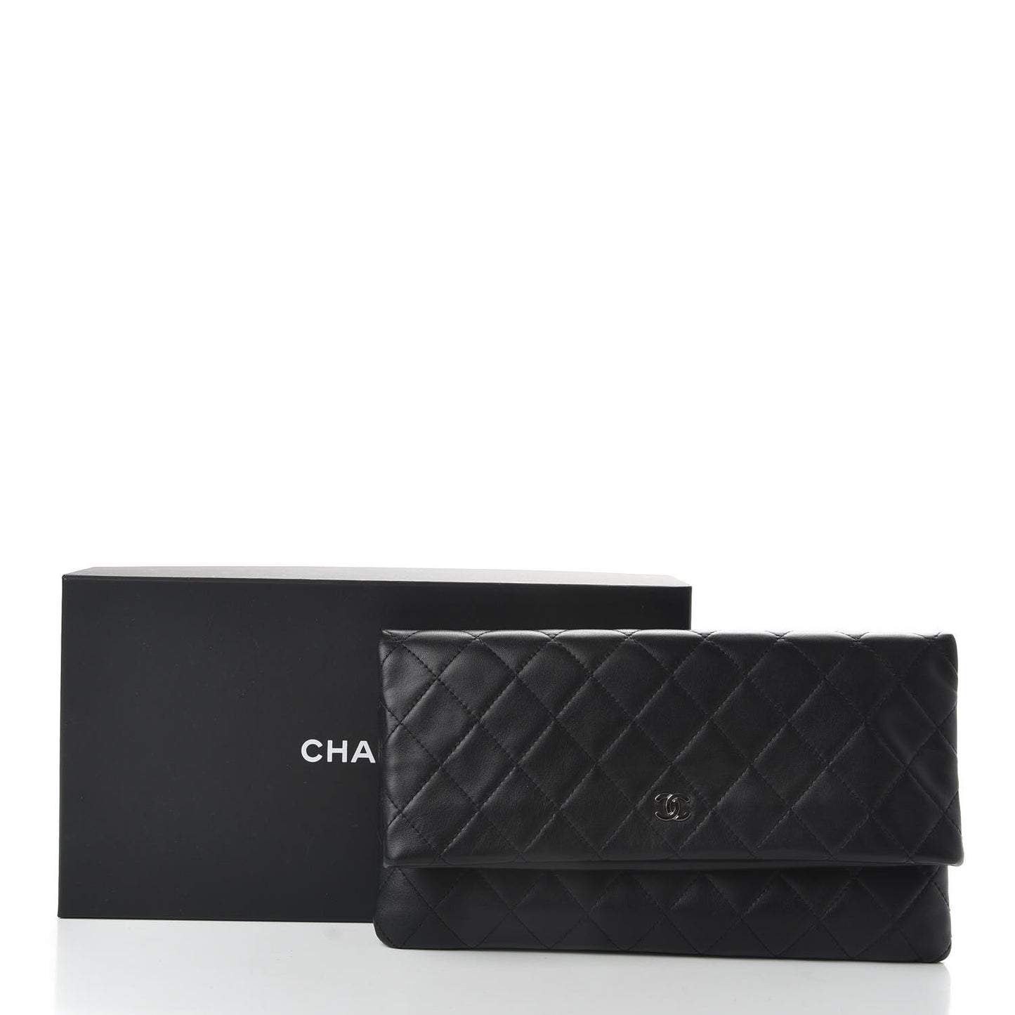Lambskin Quilted CC Beauty Clutch Black