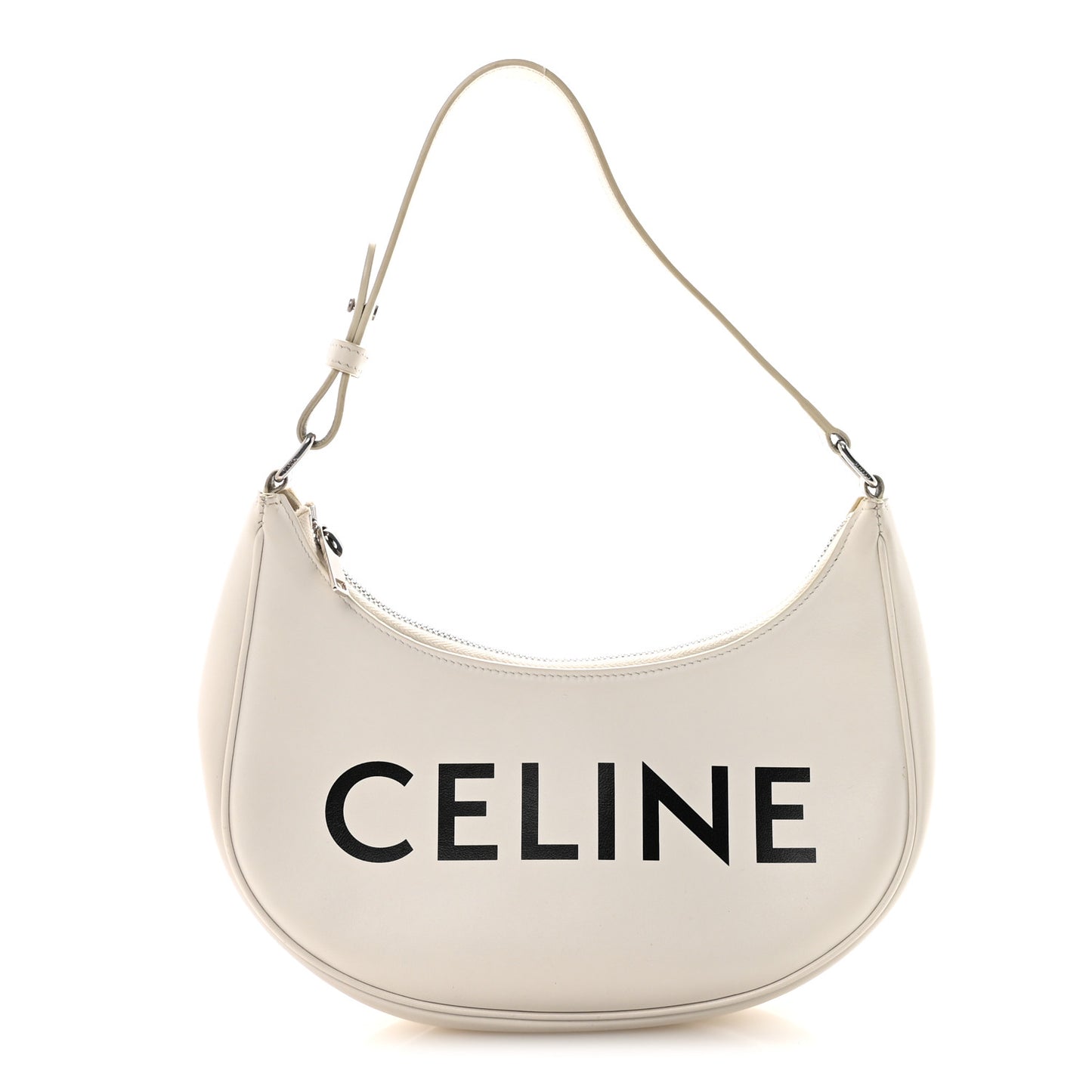 Smooth Calfskin Ava Logo Shoulder Bag White