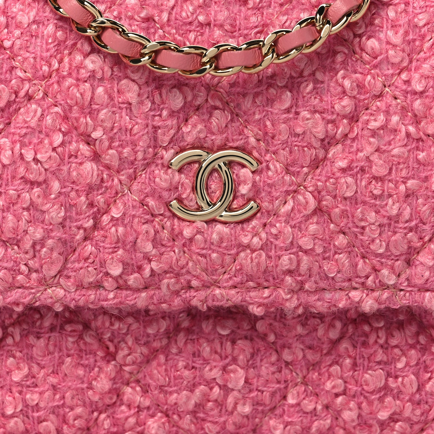 Chanel Tweed Quilted Flap Chain Waist Bag Pink 8 of 11