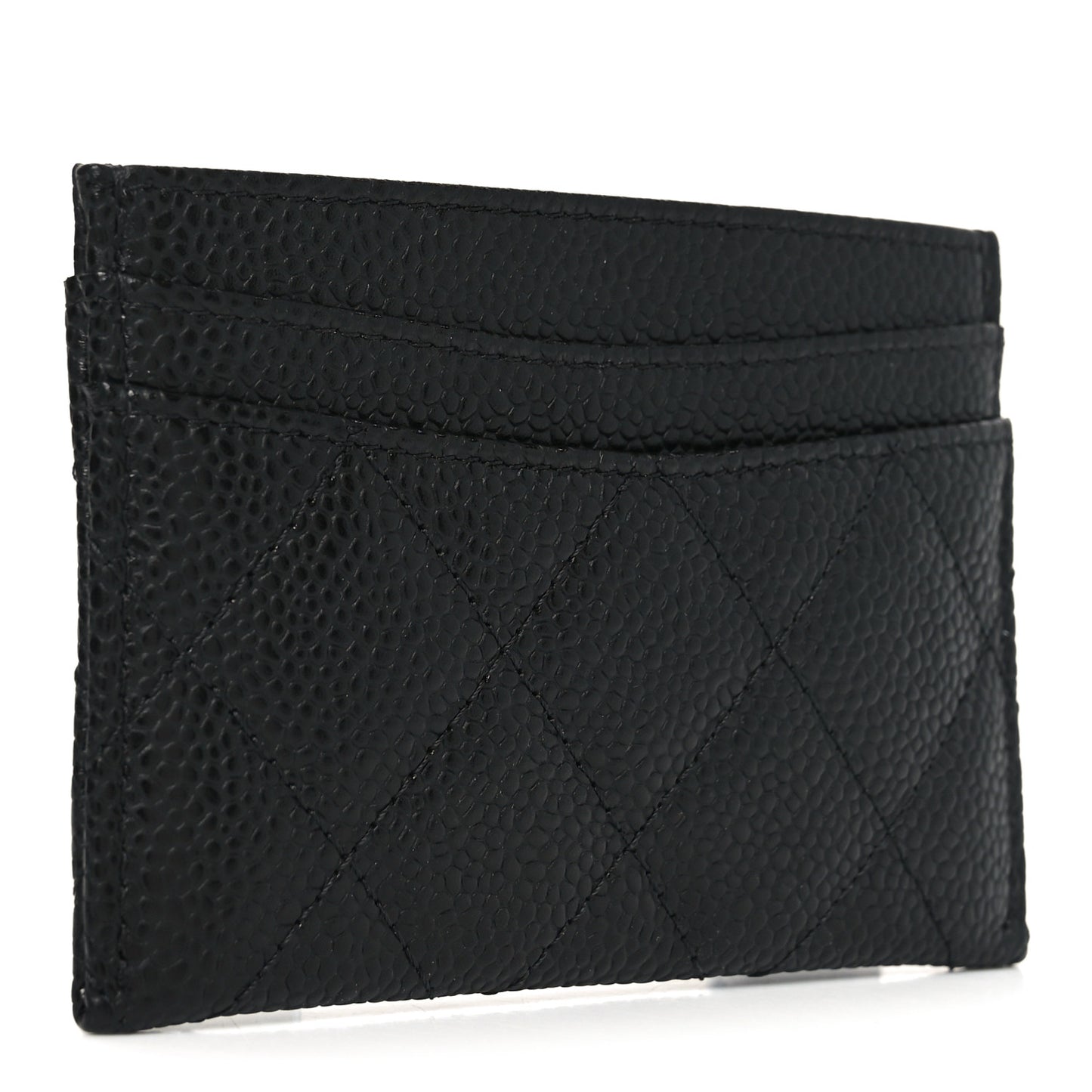 Caviar Quilted Card Holder Black