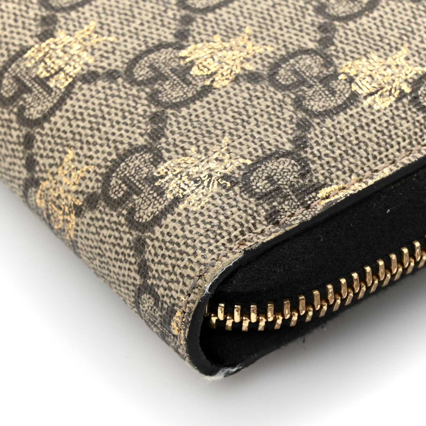 GG Supreme Monogram Bees Zip Around Wallet