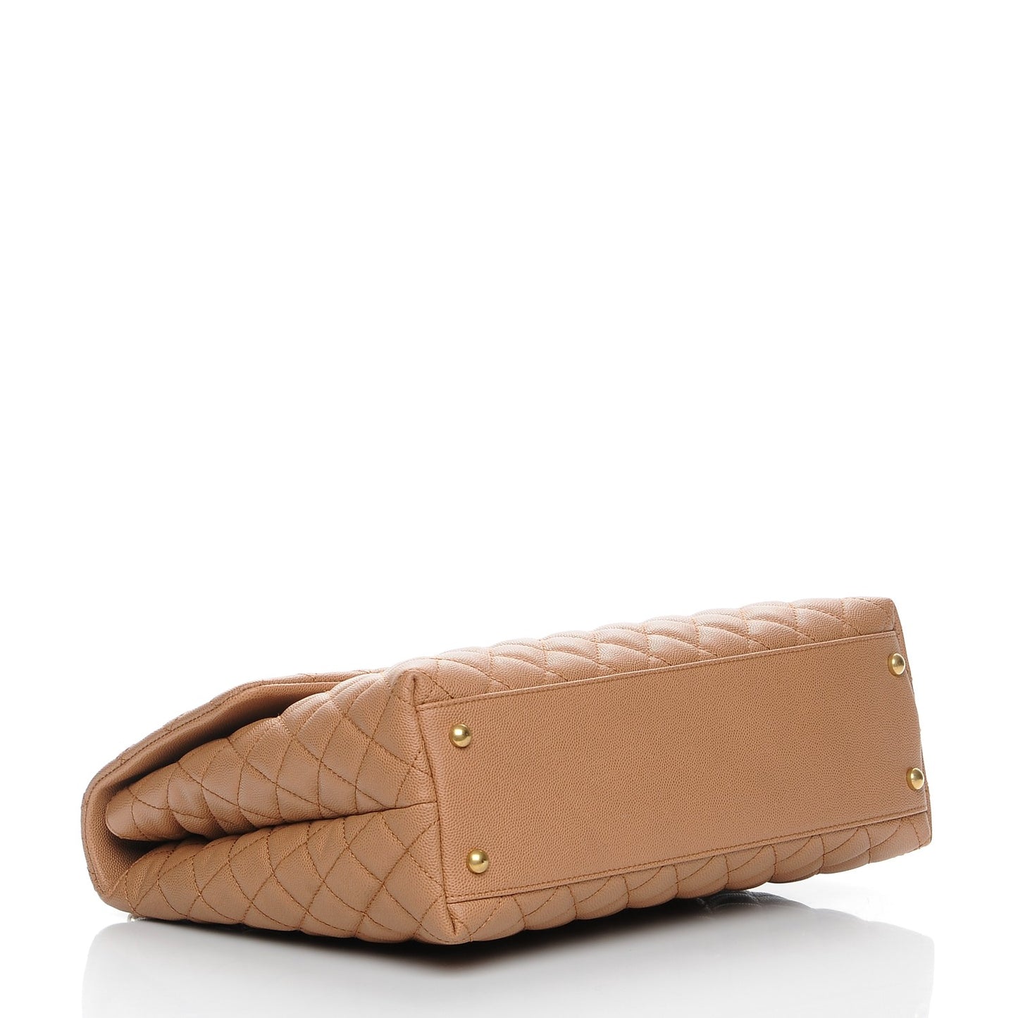 Caviar Lizard Quilted Large Coco Handle Flap Beige