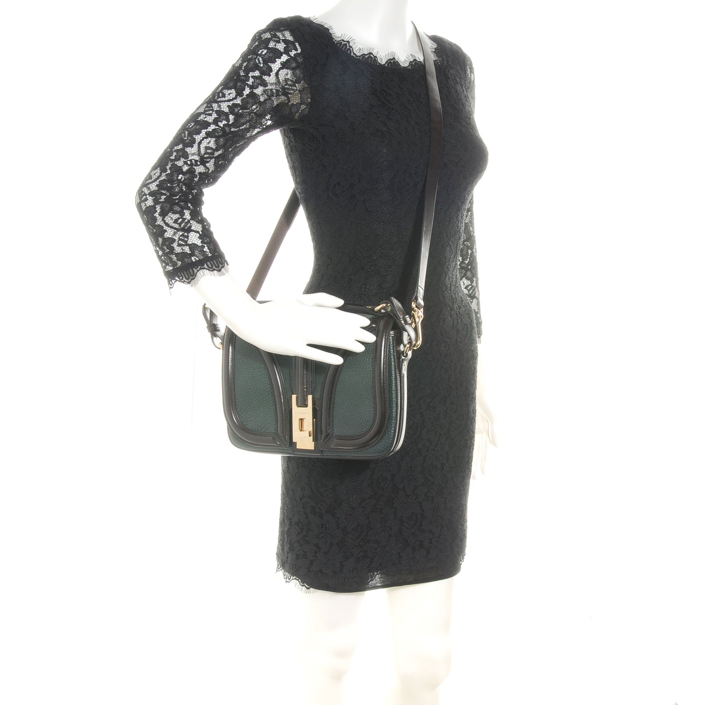 Leather Suede Brickfield Shoulder Bag Green