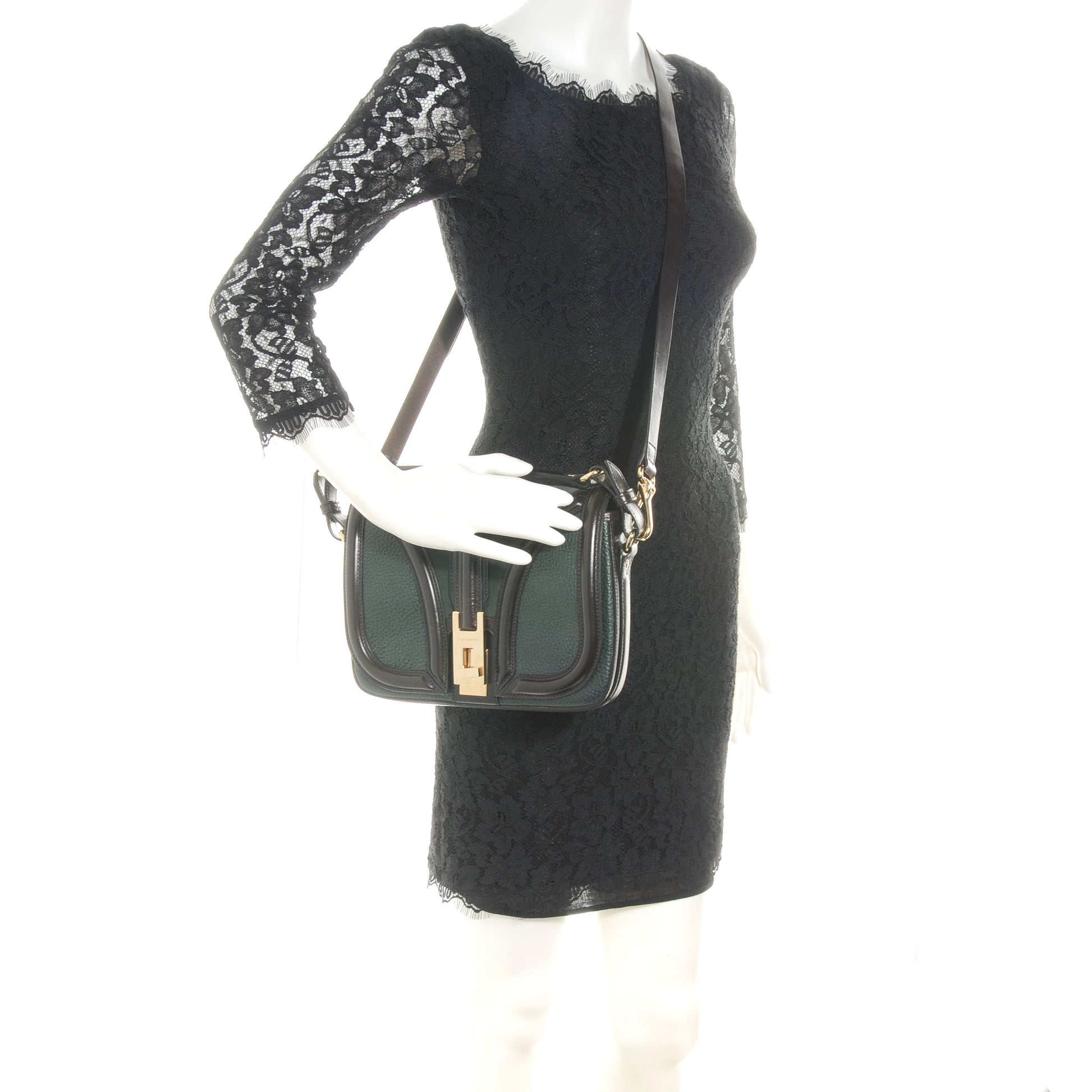 Burberry Leather Suede Brickfield Shoulder Bag Green 2 of 11
