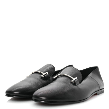 Hermes Goatskin Mens Saga Loafers 43.5 Black 4 of 11