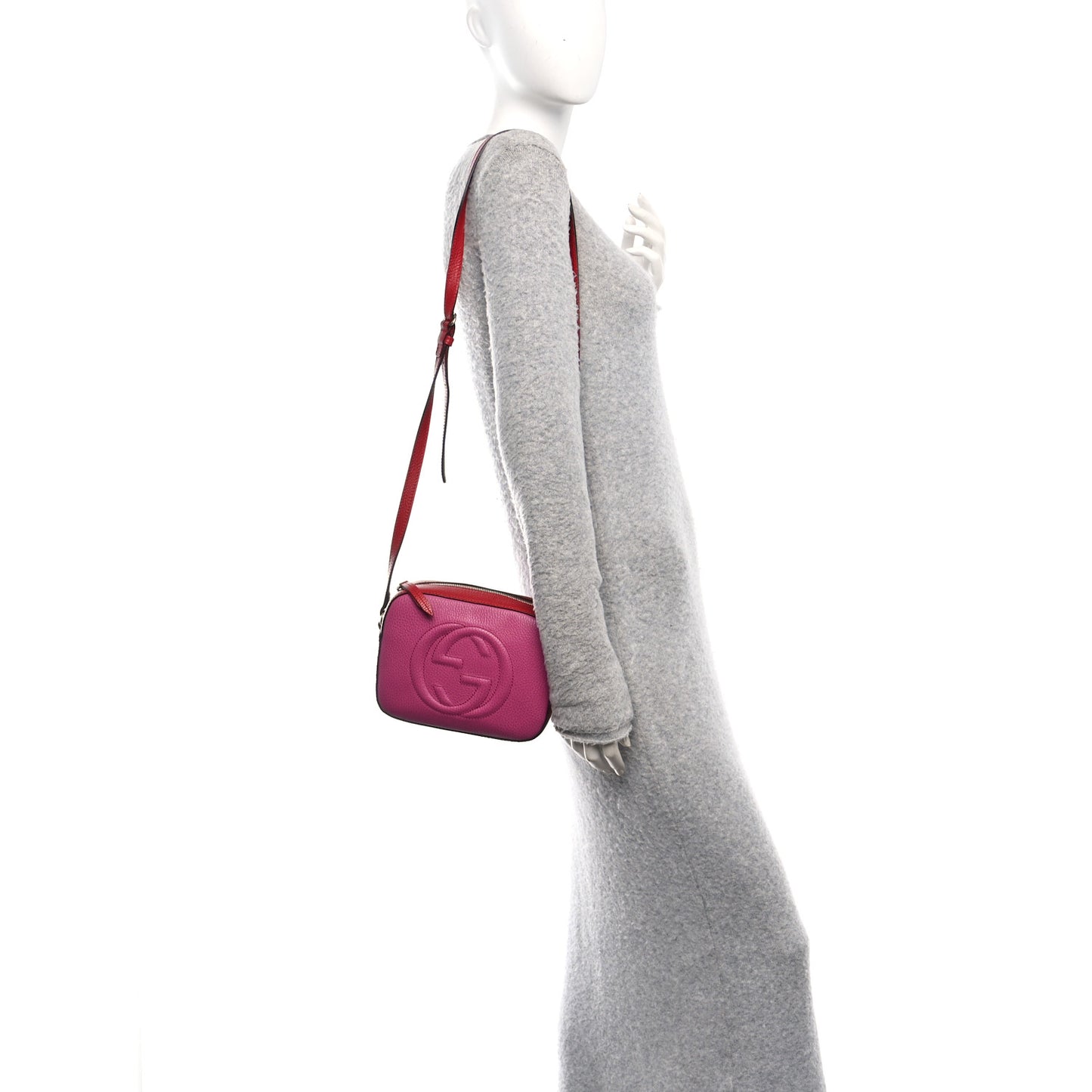 Dollar Calfskin Bi-Color Small Soho Disco Bag New Rosette Hibiscus Red