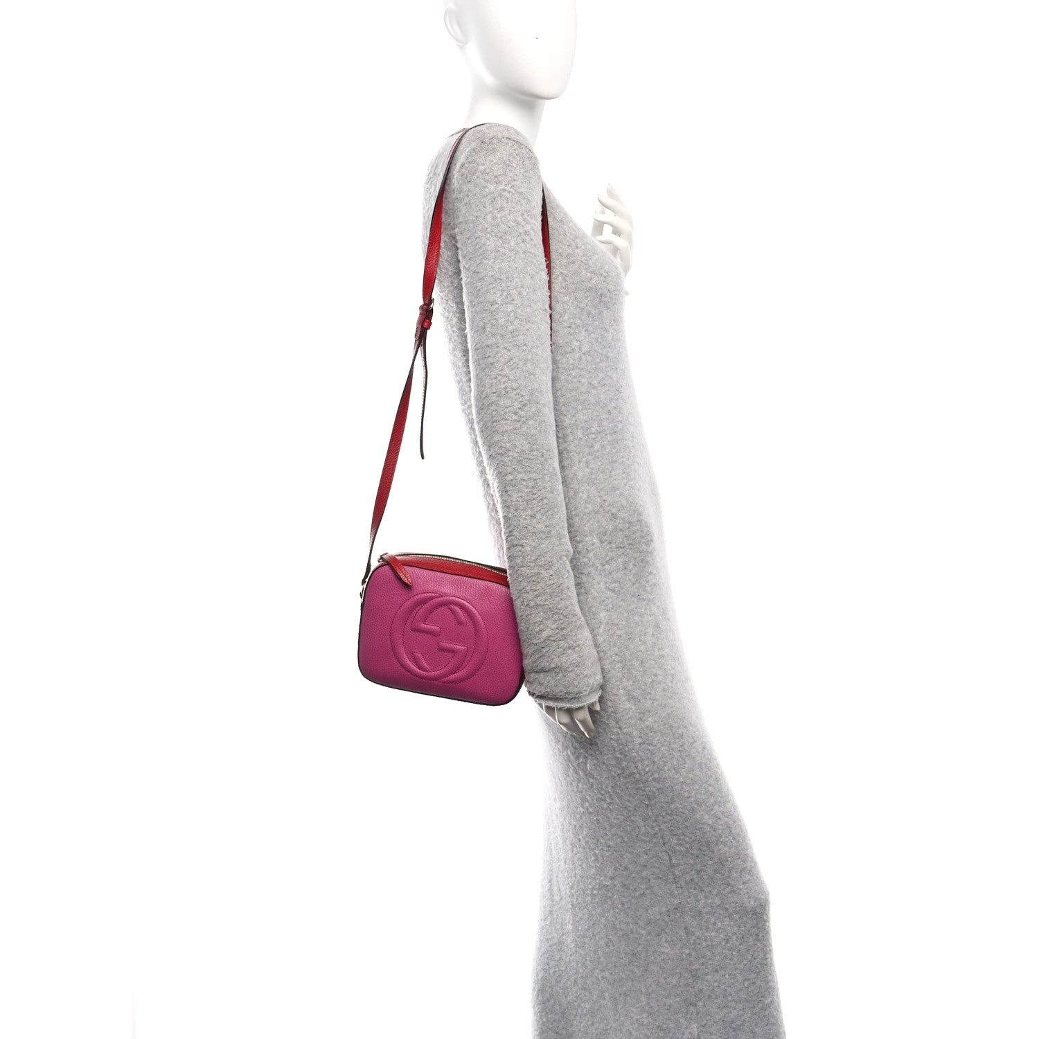 Gucci Dollar Calfskin Bi-Color Small Soho Disco Bag New Rosette Hibiscus Red 2 of 10
