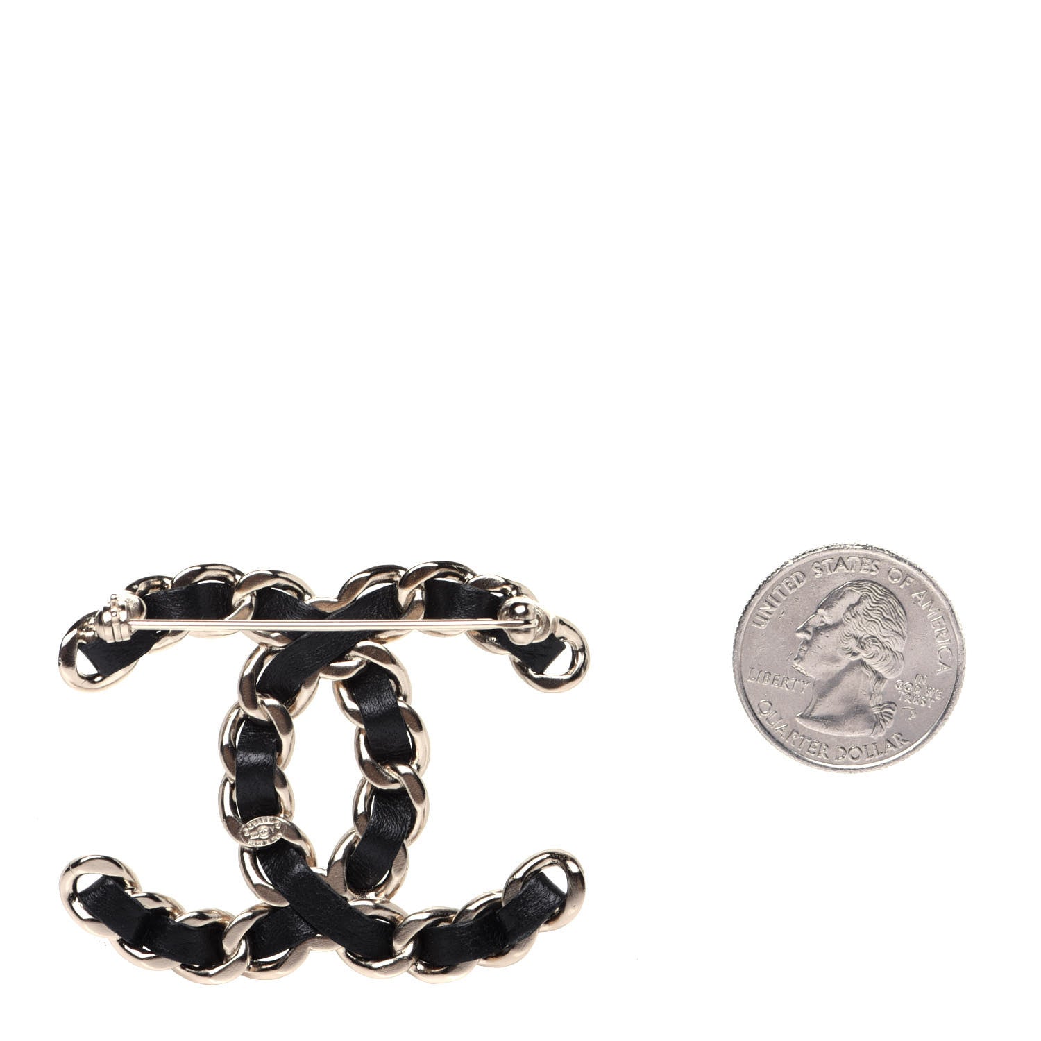 Chanel Lambskin Chain CC Brooch Black Gold 2 of 7