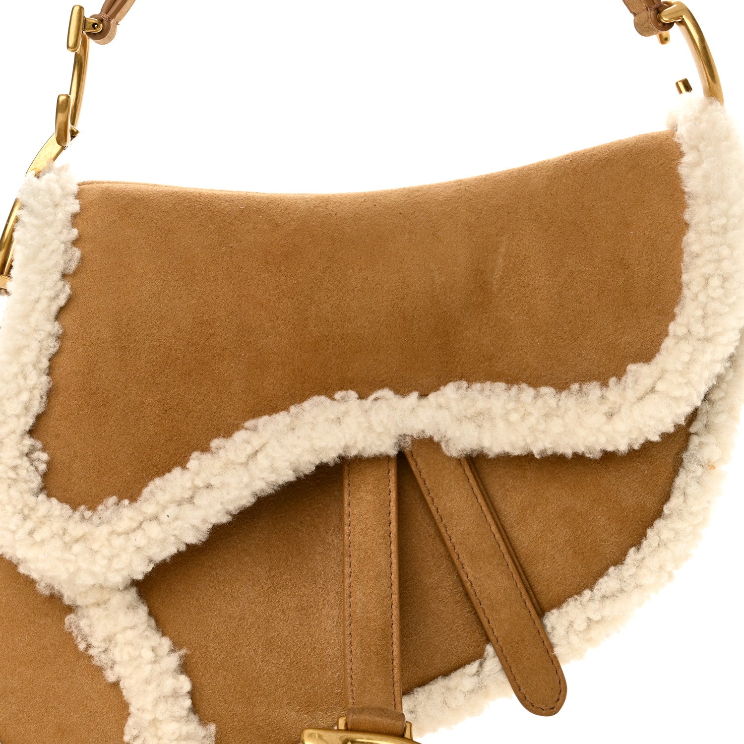 Christian Dior Shearling Saddle Bag Camel 12 of 19