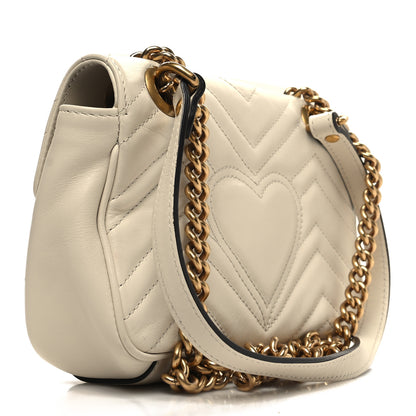 Gucci Calfskin Matelasse Mini GG Marmont Shoulder Bag White 3 of 10