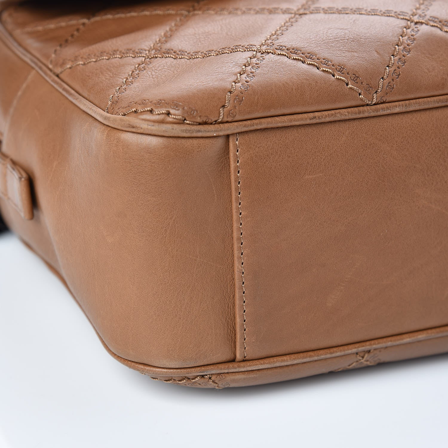 Chanel Calfskin Quilted Jumbo Coco Sporran Flap Light Brown 5 of 9