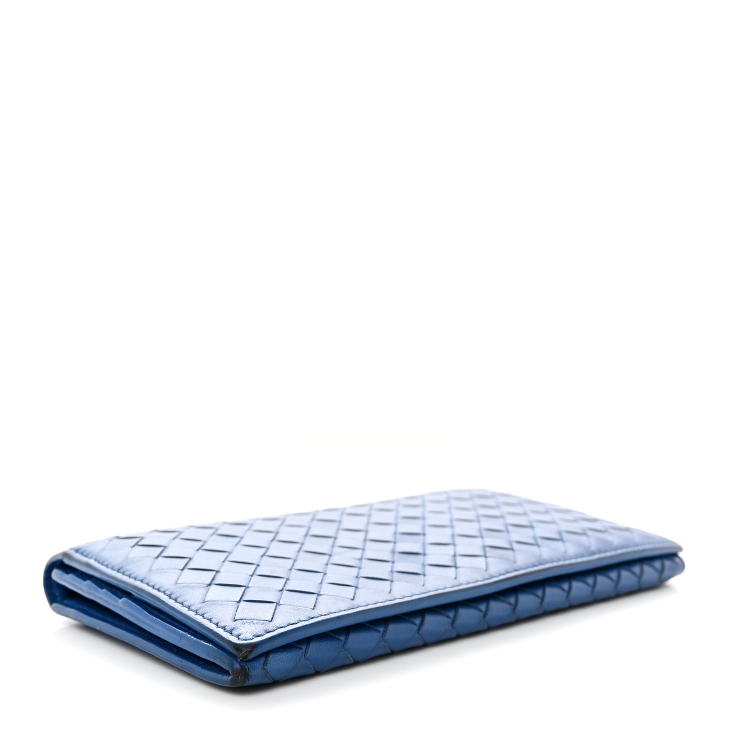 Nappa Intrecciato Continental Flap Wallet Bluette