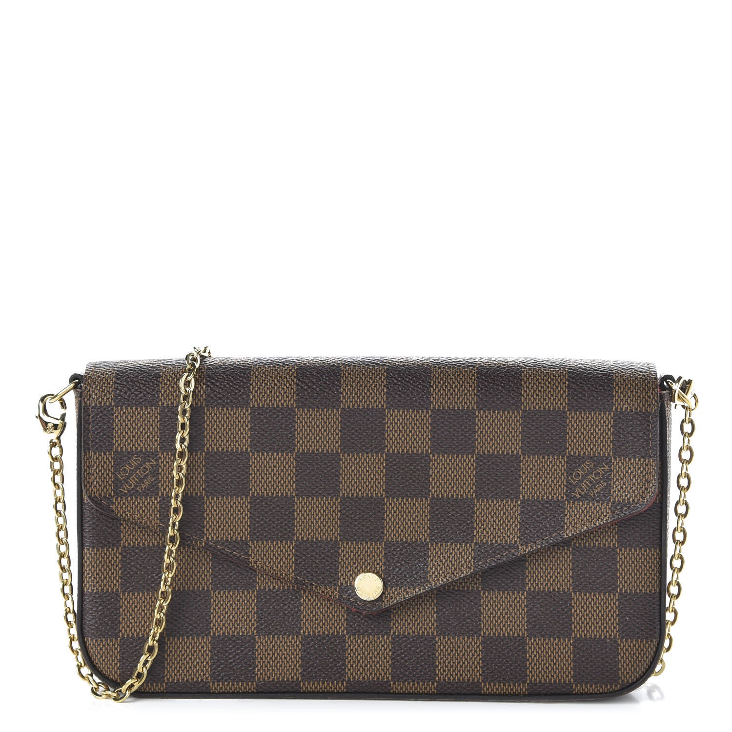 Louis Vuitton Damier Ebene Pochette Felicie Chain Wallet 1 of 10