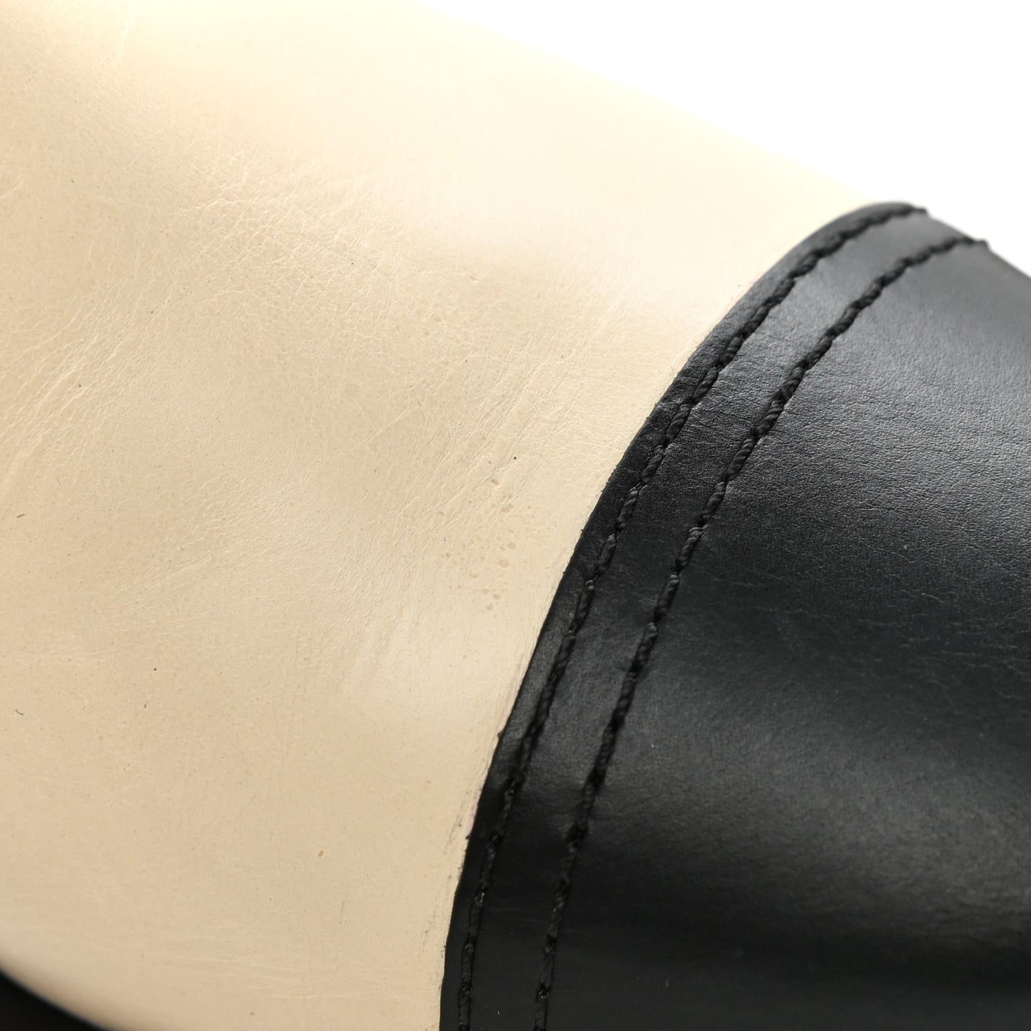 Calfskin Patent Cork Cap Toe Short Boots 35 White Black