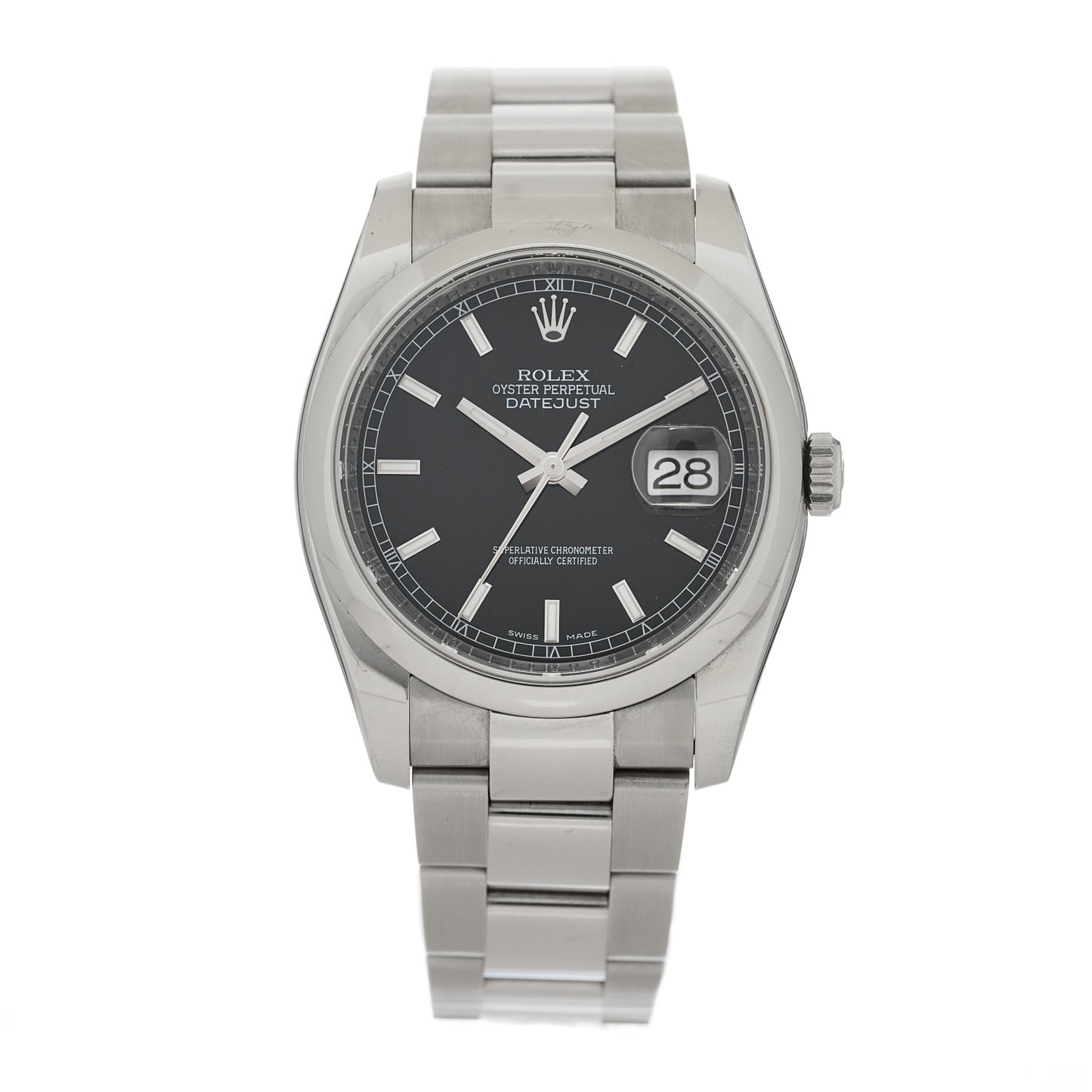 Stainless Steel 36mm Oyster Perpetual Datejust Watch Black 116200