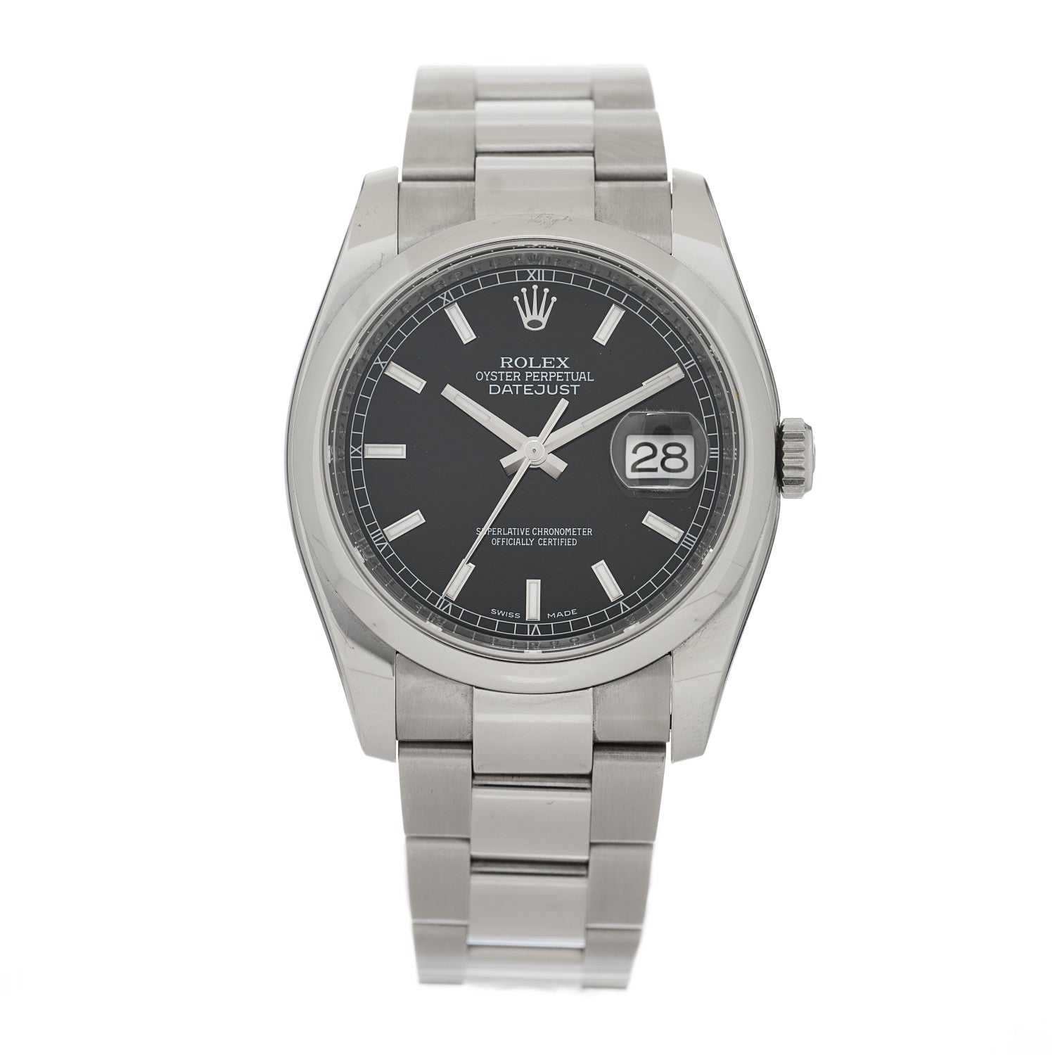 Rolex Stainless Steel 36mm Oyster Perpetual Datejust Watch Black 116200 1 of 4