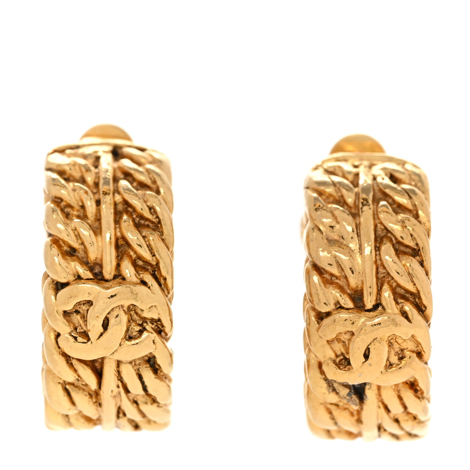 Chanel Metal CC Hoop Clip On Earrings Gold 1 of 9