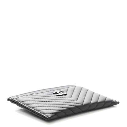 Chanel Lambskin Chevron Quilted Card Holder So Black 3 of 7