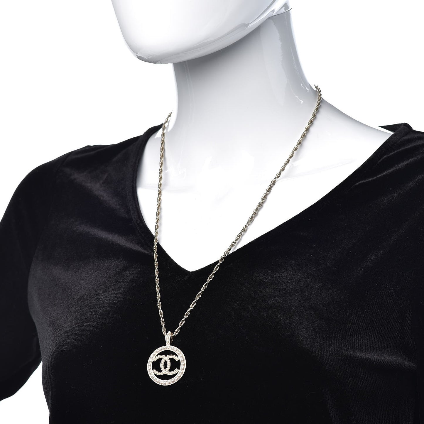 Pearl CC Medallion Necklace Gold