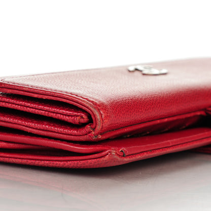 Chanel Caviar Brilliant Sevruga Long Flap Wallet Red 11 of 13