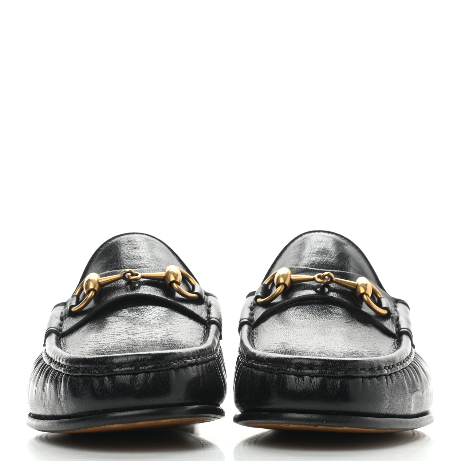 Gucci Goatskin Stripe Mens Horsebit Slingback Slippers 7 Black 2 of 9