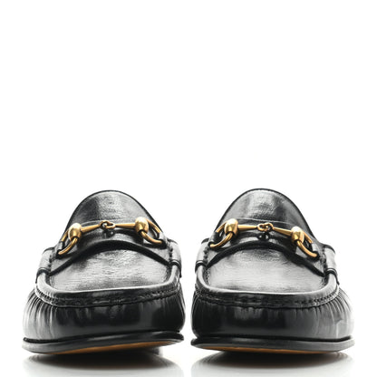 Gucci Goatskin Stripe Mens Horsebit Slingback Slippers 7 Black 2 of 9