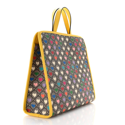 Gucci GG Supreme Monogram Hearts Childrens Tote Beige Ebony Multicolor Freesia 2 of 9