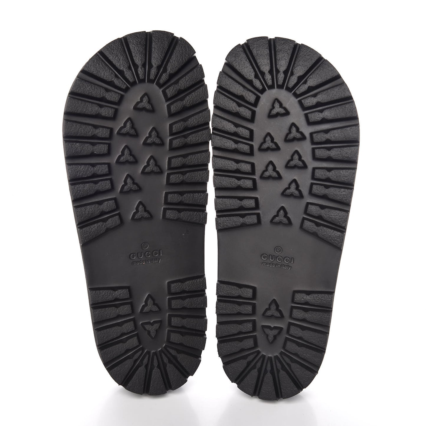 GG Supreme Monogram Tiger Mens Lug Sole Slide Sandals 5 Ebony