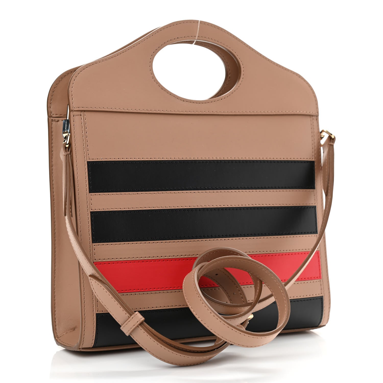 Burberry Smooth Calfskin Striped Mini Pocket Bag Camel 3 of 9