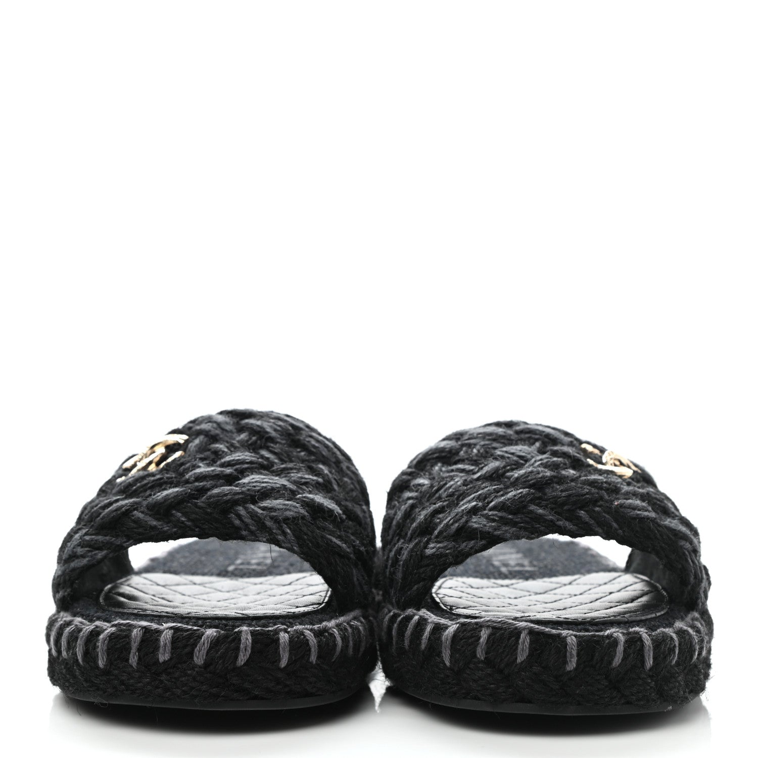 Chanel Cord Braided CC Mules 38 Black 2 of 9