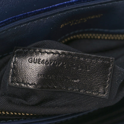 Saint Laurent Velvet Y Quilted Monogram Toy Loulou Crossbody Bag Deep Marine 7 of 10