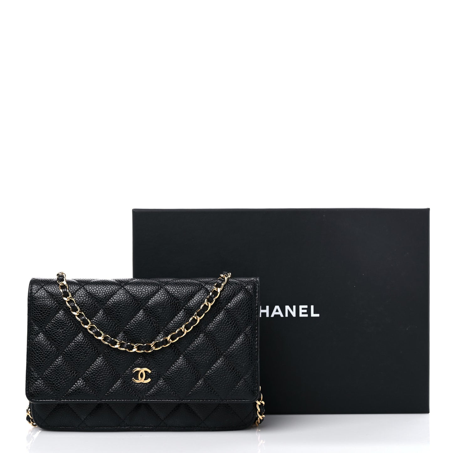 Caviar Quilted Wallet On Chain WOC Black