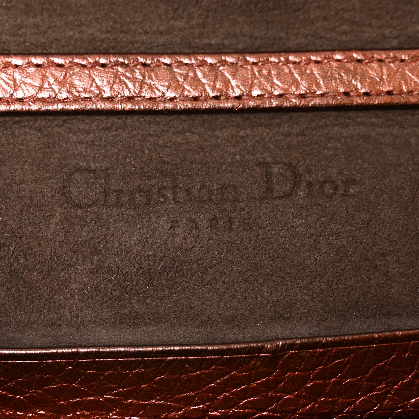 Metallic Grained Calfskin Diorama Top Handle Wallet On Chain Pouch Deep Orange