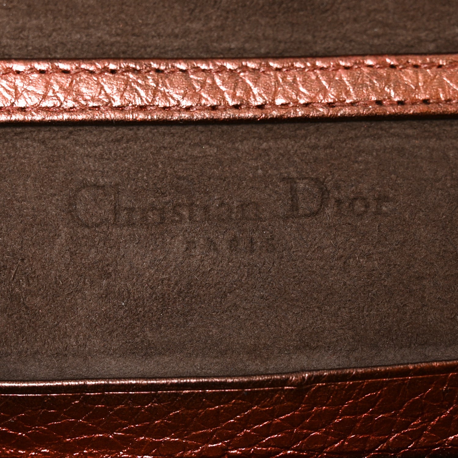 Christian Dior Metallic Grained Calfskin Diorama Top Handle Wallet On Chain Pouch Deep Orange 6 of 10