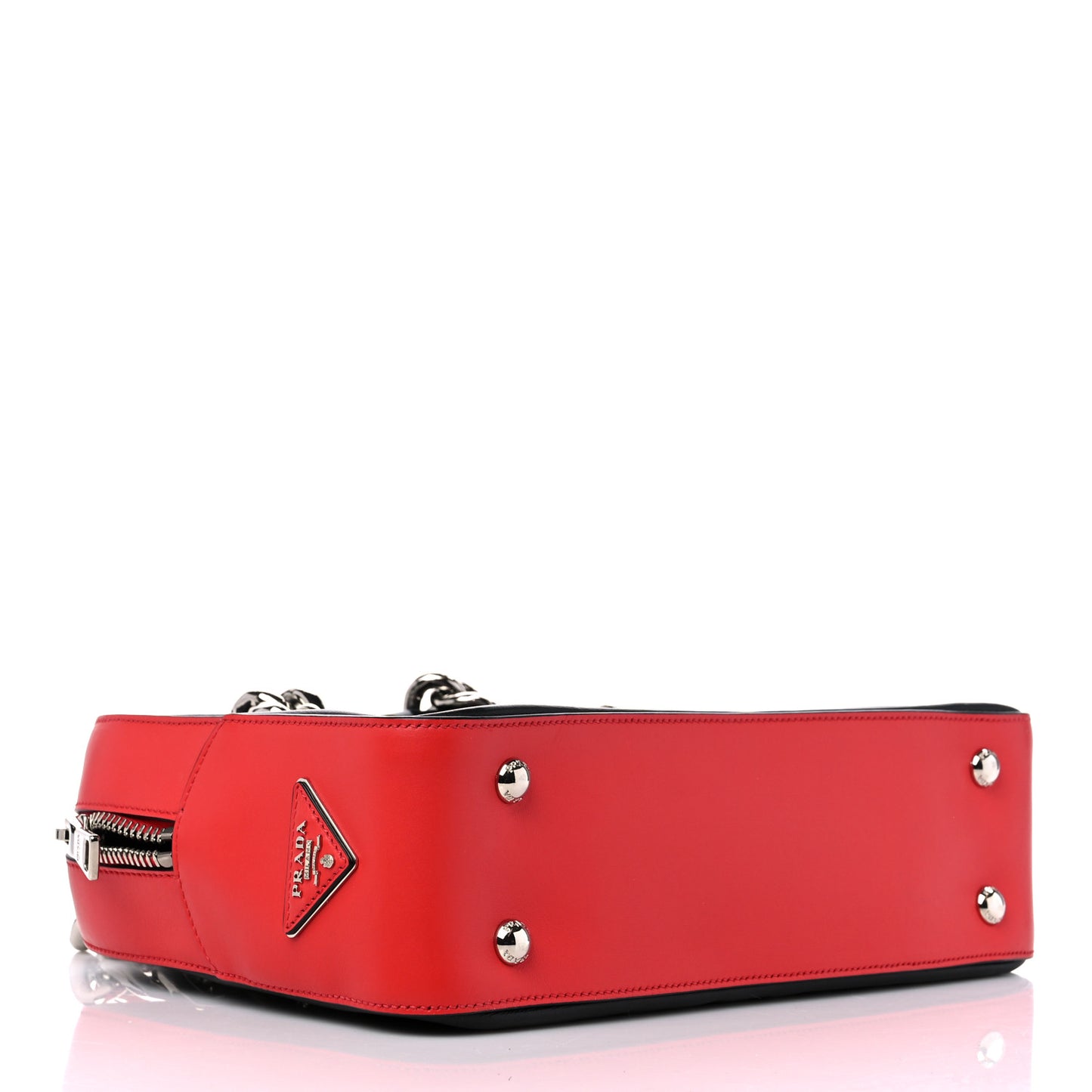 City Calfskin Perforated Chain Shoulder Bag Black Lacca