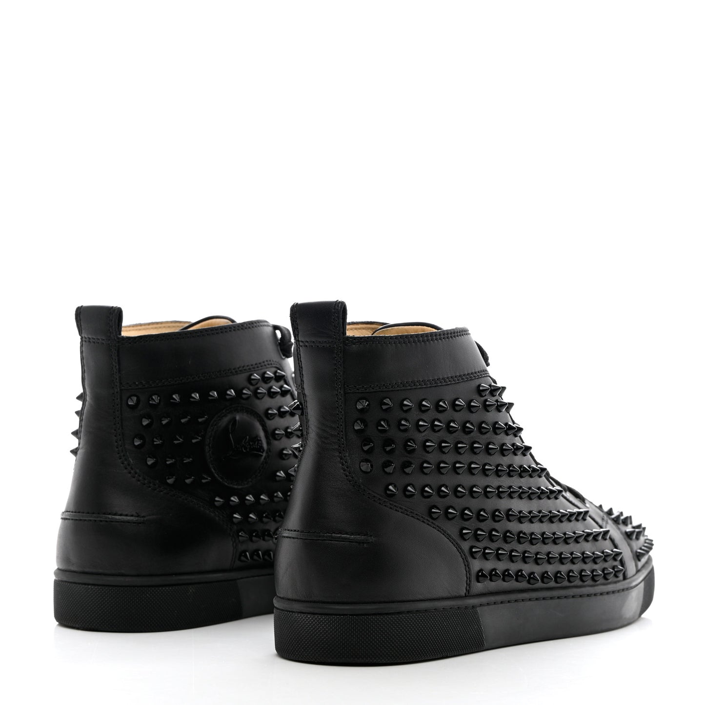 Calfskin Mens Louis Spikes Flat Sneakers 44.5 Black
