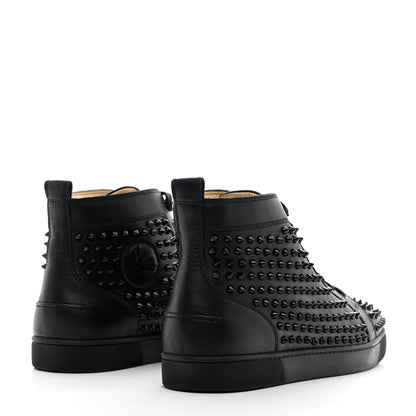 Christian Louboutin Calfskin Mens Louis Spikes Flat Sneakers 44.5 Black 4 of 14