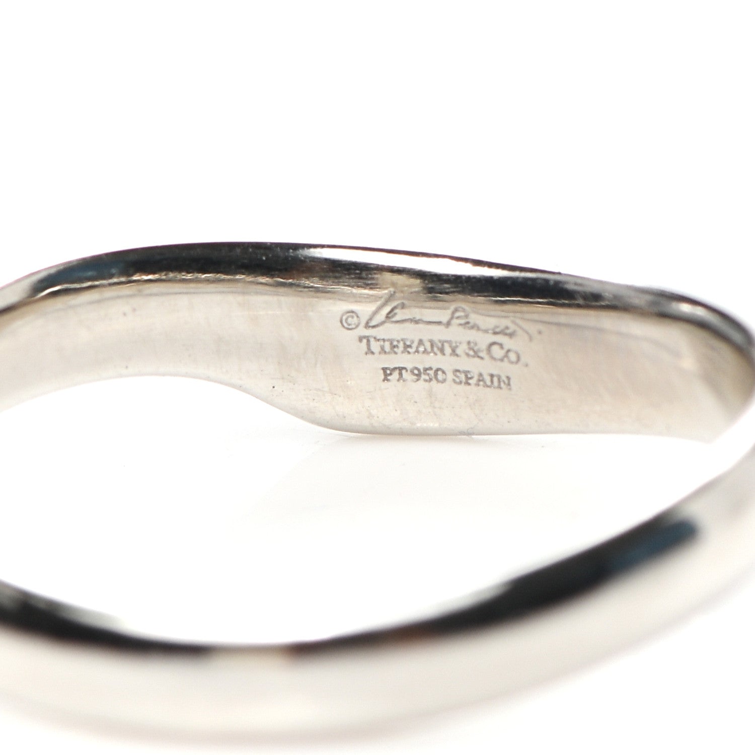 Tiffany Platinum Diamond Elsa Peretti Open Heart Band Ring 49 4.75 8 of 8