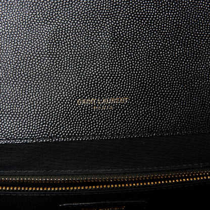 Saint Laurent Grain De Poudre Textured Mixed Matelasse Large Triquilt Monogram Satchel Black 6 of 11