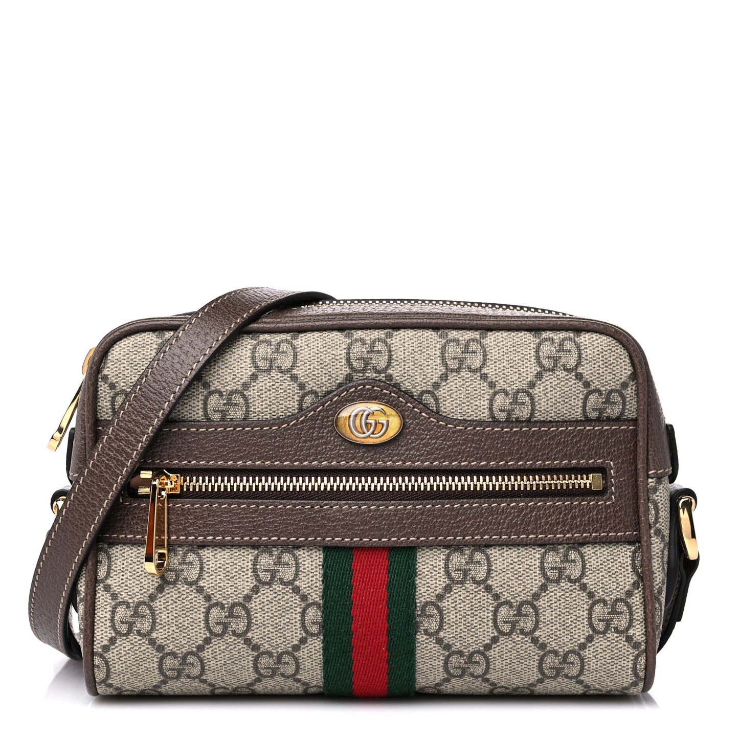 GG Supreme Monogram Web Mini Ophidia Shoulder Bag Brown