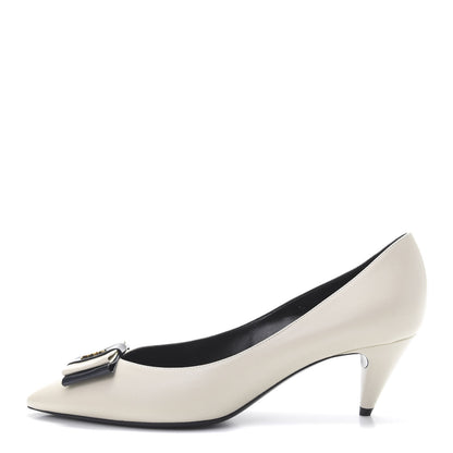 Saint Laurent Calfskin Bow Anais Pumps 38.5 White 1 of 9
