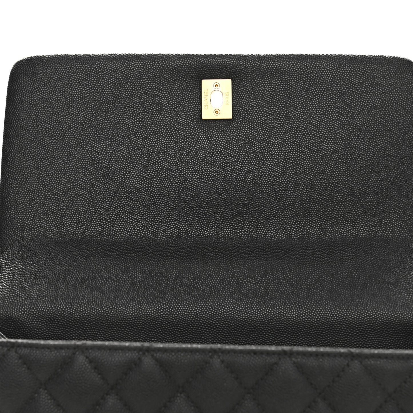 Caviar Lizard Quilted Small Coco Handle Flap Black