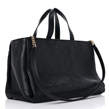 Chanel Calfskin Stitched Large Straight Lines Shopping Tote Black 4 of 18