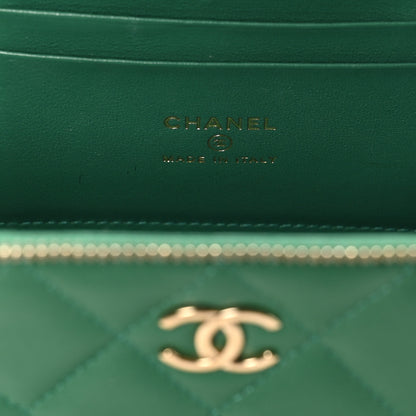 Chanel Lambskin Quilted Small Top Handle Vanity Case With Chain Green 7 of 11