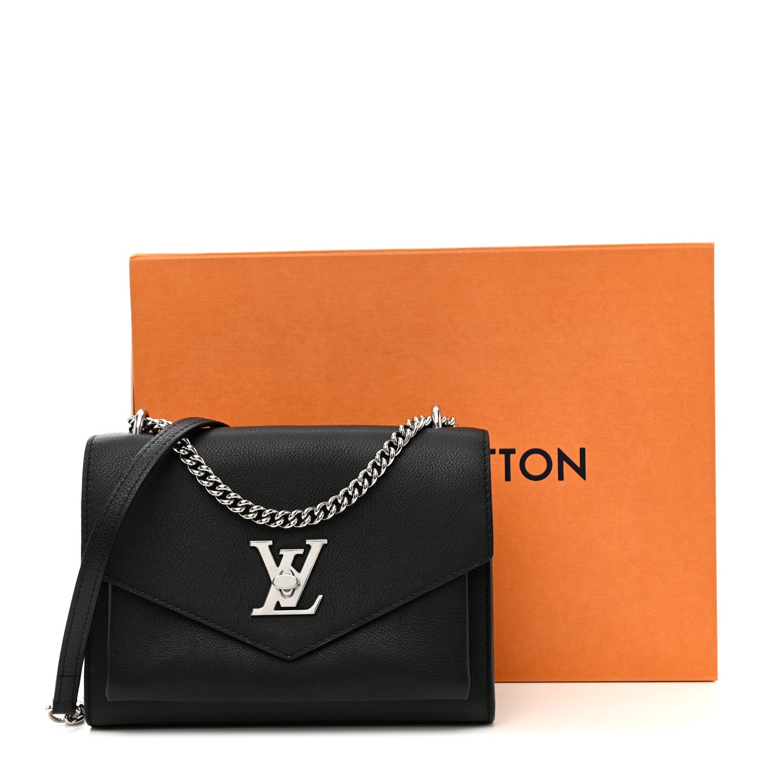 Louis Vuitton Soft Calfskin Mylockme Chain Bag BB Black 10 of 10