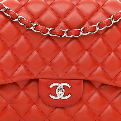 Chanel Lambskin Quilted Jumbo Double Flap Orange 8 of 12