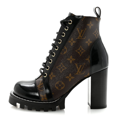 Louis Vuitton Patent Calfskin Monogram Star Trail Ankle Boots 38 Black 1 of 8