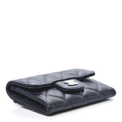 Chanel Caviar Quilted Flap Card Holder Wallet Navy Blue 4 of 8
